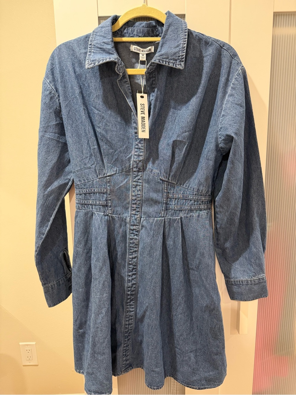 Steve Madden Denim Mini Shirt Dress Size Medium NWT
